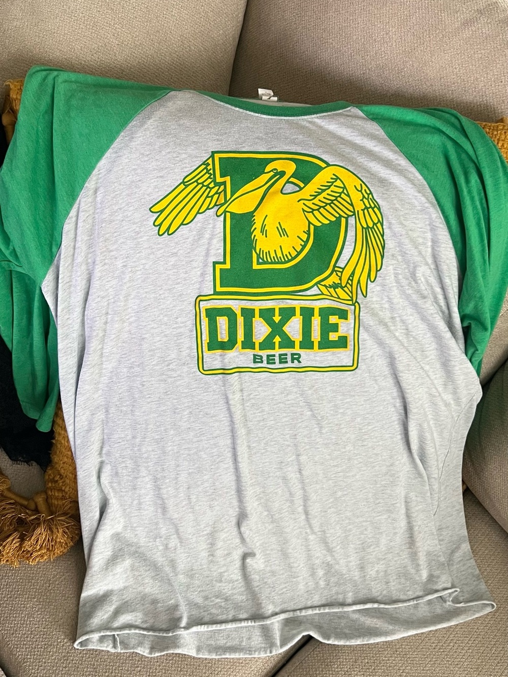 Next Level Apparel Green & Gray Dixie Beer Raglan Tee